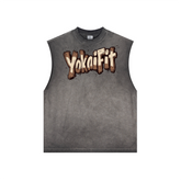 Washed Crew Neck Tank Top - YokaiFit Washed Brown