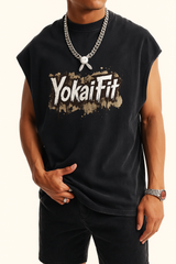 Washed Crew Neck Tank Top - BROWN YOKAIFIT