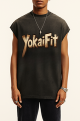 Washed Crew Neck Tank Top - YokaiFit Washed Brown